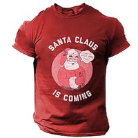 Santa Claus Merry Christmas Black White Red T shirt Tee Men's Graphic Cotton Blend Shirt Sports Classic Shirt Short Sleeve Comfortable Tee Sports Outdoor Holiday Summer Fashion Designer Clothing S M Lightinthebox - thumbnail