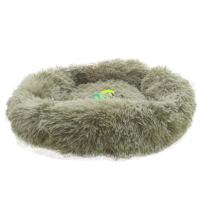 Grizzly Velor Round Plush Beige Dog Bed Small - 50 x 15cm