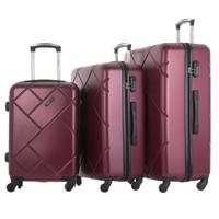 PARA JOHN 3-Piece Hard Side ABS Spinner Luggage Trolley Set 20/24/28 Inch BURGUNDY