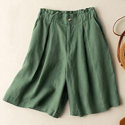 Women's Shorts Cotton Plain Green Khaki Casual Daily Short Weekend Summer Lightinthebox