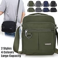 Men's Crossbody Bag Shoulder Bag Satchel Nylon Outdoor Daily Holiday Zipper Large Capacity Durable Solid Color Black Blue Green miniinthebox