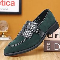 Men's Loafers  Slip-Ons Tassel Loafers Plus Size Leather Loafers Walking Business Casual Daily Office  Career PU Plush Height Increasing Loafer Black Green Spring Fall miniinthebox - thumbnail
