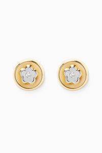 Round Flower Diamond Stud Earrings in 18kt Gold