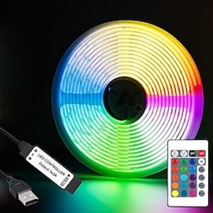 5V USB RGB COB LED Light Strip 1-3 Meters Color Changing Strip Light TV Backlight IR24 Key Controller Flexible Cabinet Bottomfor Bedroom Kitchen Home DIY Lighting miniinthebox