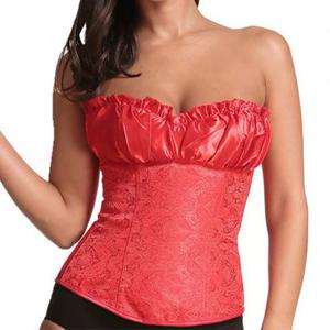 Sexy Frill Shirred Embroidered Corset