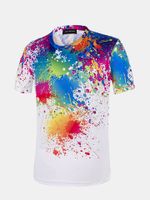 Mens Summer Fashion Casual Colorful Printing O-neck Short Sleeve T-shirt