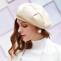 Hats leatherette Beret Hat Floppy Hat Wedding Casual Elegant Wedding With Pure Color Headpiece Headwear Lightinthebox - thumbnail