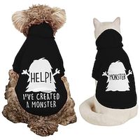 Dog Hoodie With Letter Print Text memes help monster Dog Sweaters for Large Dogs Dog Sweater Solid Soft Brushed Fleece Dog Clothes Dog Hoodie Sweatshirt with Pocket Lightinthebox - thumbnail