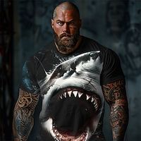 Graphic Animal Shark Daily Designer Retro Vintage Men's 3D Print T shirt Tee Tee Top Sports Outdoor Holiday Going out T shirt Black Black Gray Short Sleeve Crew Neck Shirt Spring Summer Clothing Lightinthebox