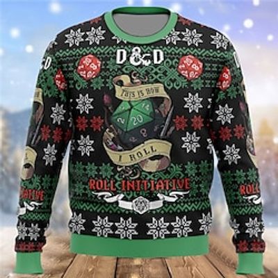 Snowflake Retro Vintage Gothic Men's Print Knitting Ugly Christmas Sweater Pullover Sweater Jumper Knitwear Outdoor Daily Vacation Christmas Long Sleeve Crewneck Sweaters Green Fall Winter S M L Lightinthebox