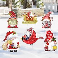 1PC Christmas Yard Signage Santa Claus Cardinals Sled Garden Logo Christmas Decoration Hollow Board printing Waterproof Outdoor Christmas Decorations Lightinthebox - thumbnail