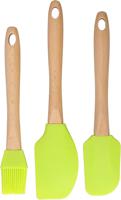 Royalford 3 Pcs Silicon Tools With Wooden Handle, Multicolor - RF10274