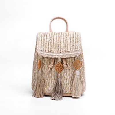 2022 cross-border new straw woven bag european and american retro tassel shoulder bag women wholesale woven pu stitching messenger bag Lightinthebox