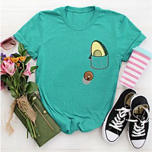 Women's T shirt Graphic Fruit Print Round Neck Tops Basic Basic Top Black Blue Blushing Pink Lightinthebox