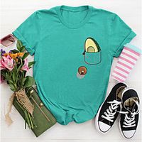 Women's T shirt Graphic Fruit Print Round Neck Tops Basic Basic Top Black Blue Blushing Pink Lightinthebox - thumbnail