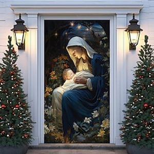 Christmas Nativity Door Covers Decoration Backdrop Door Banner for Front Door Farmhouse Christmas Holiday Party Decor Supplies Lightinthebox