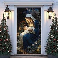 Christmas Nativity Door Covers Decoration Backdrop Door Banner for Front Door Farmhouse Christmas Holiday Party Decor Supplies Lightinthebox - thumbnail