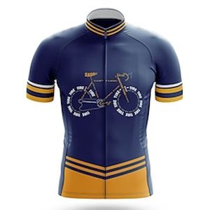 21Grams Men's Short Sleeve Cycling Jersey Stripes Bike Shirt Mountain Bike MTB Road Bike Cycling Blue Yellow Quick Dry Moisture Wicking Sports Clothing Apparel  Athleisure Lightinthebox