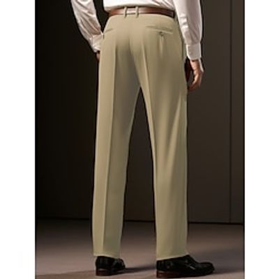 Men's Dress Pants Trousers Pleated Pants Suit Pants Pocket Plain Comfort Breathable Outdoor Daily Going out Fashion Casual Black Royal Blue Lightinthebox