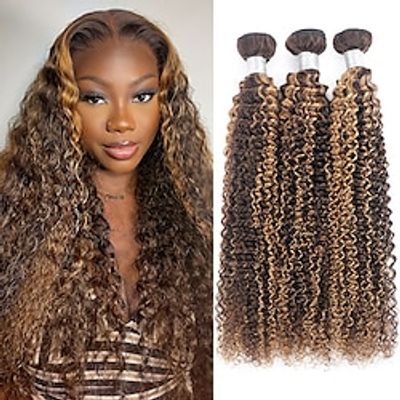 Human Hair Piano Color 10-28 Inch P427 Kinky Curly Hair 3 Bundles Hair  Remy Human Hair Ombre Hair Weaves Lightinthebox