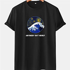Men's Unisex Tee T shirt Hot Stamping Graphic Prints Spray Plus Size Short Sleeve Casual Tops 100% Cotton Basic Designer Big and Tall Black Blue Yellow Lightinthebox