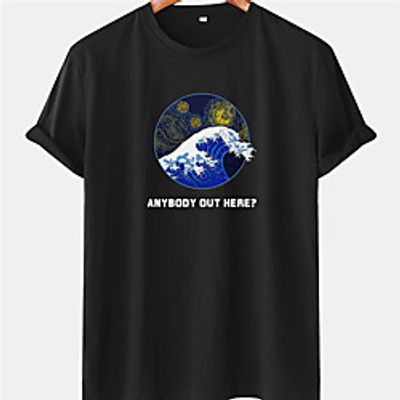 Men's Unisex Tee T shirt Hot Stamping Graphic Prints Spray Plus Size Short Sleeve Casual Tops 100% Cotton Basic Designer Big and Tall Black Blue Yellow Lightinthebox