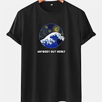 Men's Unisex Tee T shirt Hot Stamping Graphic Prints Spray Plus Size Short Sleeve Casual Tops 100% Cotton Basic Designer Big and Tall Black Blue Yellow Lightinthebox - thumbnail