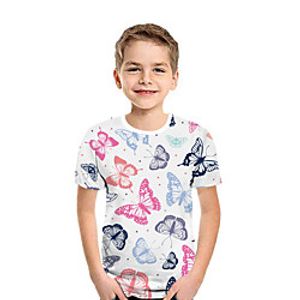 Kids Boys' T shirt Tee Short Sleeve Butterfly 3D Print Animal White Children Tops Summer Active Daily Wear Regular Fit 3-12 Years miniinthebox