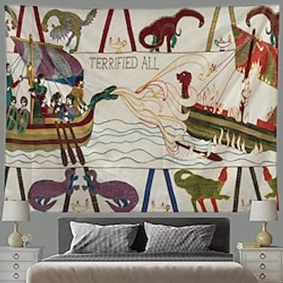 Medieval Bayeux Hanging Tapestry Wall Art Decor Photograph Backdrop Blanket Curtain Home Bedroom Living Room Decoration miniinthebox