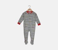 Baby Boys Footed Hot Dog Pajamas  Red/Grey - thumbnail