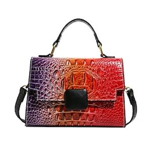 Women's Handbag Crossbody Bag PU Leather Daily Large Capacity Color Block Crocodile Pink Red Orange Lightinthebox