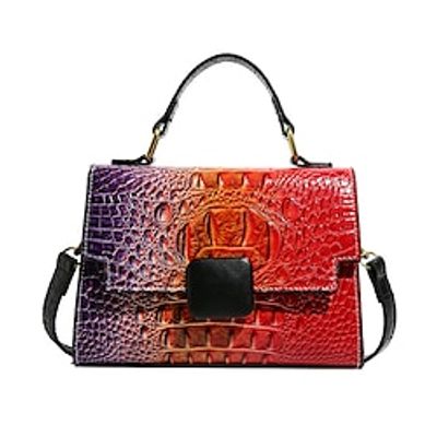 Women's Handbag Crossbody Bag PU Leather Daily Large Capacity Color Block Crocodile Pink Red Orange Lightinthebox