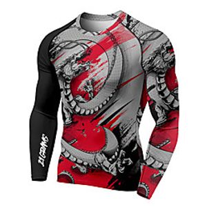 21Grams Men's Long Sleeve Compression Shirt Running Shirt Top Athletic Athleisure Spandex Quick Dry Moisture Wicking Breathable Fitness Gym Workout Running Active Training Exercise Sportswear Dragon Lightinthebox