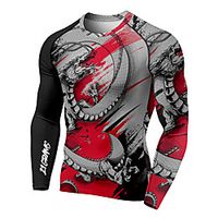 21Grams Men's Long Sleeve Compression Shirt Running Shirt Top Athletic Athleisure Spandex Quick Dry Moisture Wicking Breathable Fitness Gym Workout Running Active Training Exercise Sportswear Dragon Lightinthebox - thumbnail