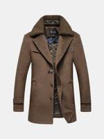 Fur Collar Wool Casual Trench Coat - thumbnail