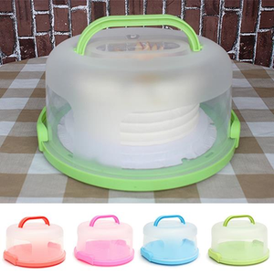 Portable Round Cake Dome Holder Container Carrier Handle With Clip Lock