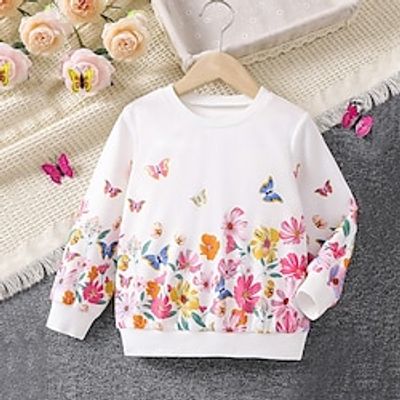 Girls' 3D Floral Sweatshirt Pullover Long Sleeve 3D Print Fall Winter Fashion Streetwear Adorable Polyester Kids 3-12 Years Crew Neck Outdoor Casual Daily Regular Fit Lightinthebox