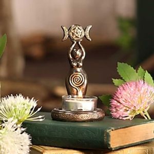 triple goddess tea light idol candlestick aromatherapy resin handicraft decoration miniinthebox