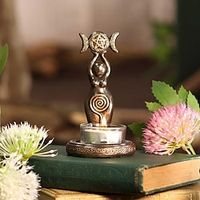triple goddess tea light idol candlestick aromatherapy resin handicraft decoration miniinthebox - thumbnail