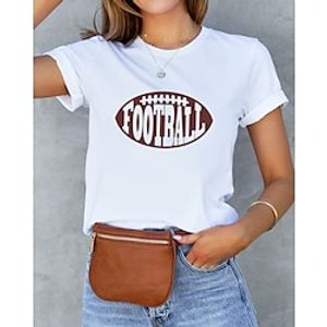 Women's T shirt Tee Text Baseball Casual Weekend Painting T shirt Tee Short Sleeve Print Round Neck Basic White Red S miniinthebox