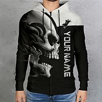Men's Unisex Full Zip Hoodie Graphic Prints Skull Zipper Print Daily Sports 3D Print 3D Print Casual Hoodies Sweatshirts  Black miniinthebox - thumbnail