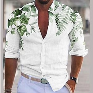 Men's Linen Shirt Shirt Button Up Shirt Summer Shirt Casual Shirt Beach Shirt Turndown Spring Summer Long Sleeve Blue Purple Green Graphic Street Holiday Clothing Apparel Button-Down Lightinthebox