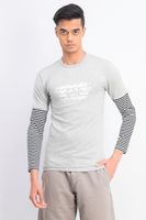 Mens Striped Printed Sweatshirt Grey Combo Mens Striped Printed Sweatshirt Grey Combo