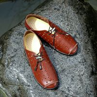 Men Breathable Hollow Out Leather Casual Shoes