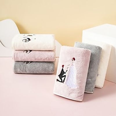 Valentine's Day Towels for Couples Wedding Love Series Towels for Couples, Coral Velvet Soft and Absorbent Couple Towels, Bath Towels Lightinthebox