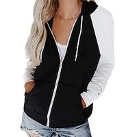 Women's Zip Hoodie Sweatshirt Color Block Zipper Front Pocket Daily Weekend 3D Print Casual Streetwear Hoodies Sweatshirts  Black Gray Orange Lightinthebox - thumbnail