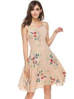 Sexy Floral Print Backless Hollow Patchwork Camisole Women Dress