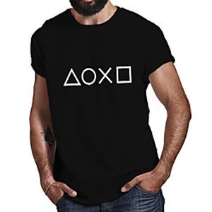 Men's Unisex Tee T shirt Hot Stamping Graphic Prints Geometry Plus Size Print Short Sleeve Casual Tops Cotton Basic Fashion Designer Big and Tall Black Lightinthebox
