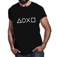 Men's Unisex Tee T shirt Hot Stamping Graphic Prints Geometry Plus Size Print Short Sleeve Casual Tops Cotton Basic Fashion Designer Big and Tall Black Lightinthebox - thumbnail
