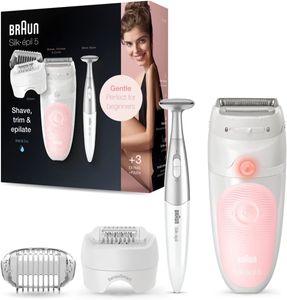 Braun SES 5820,Braun - Silk epil SES 5820 Wet & Dry Epilator + 4 Extras incl. Bikini Styler & Pouch (White/Pink)